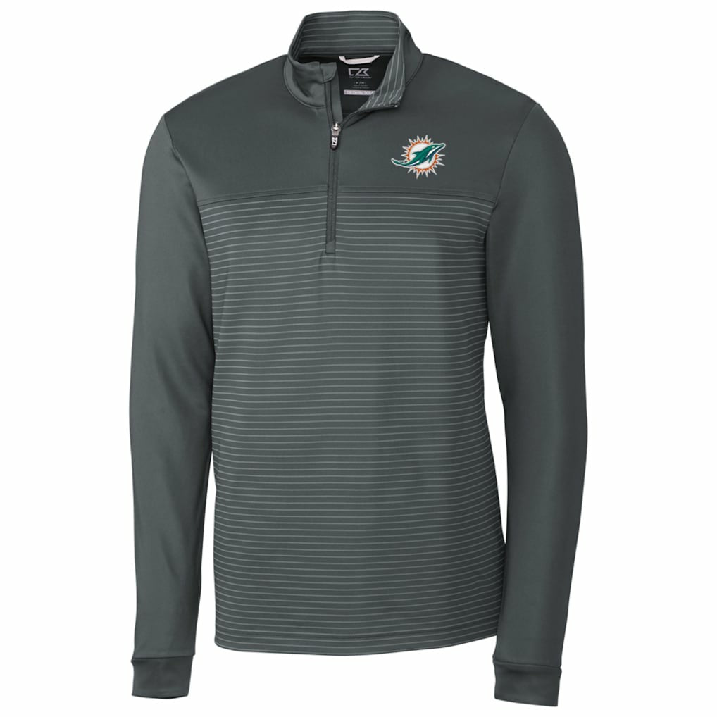 NFL Miami Dolphins Cutter & Buck Traverse Stripe Quarter-Zip Pullover Jacket