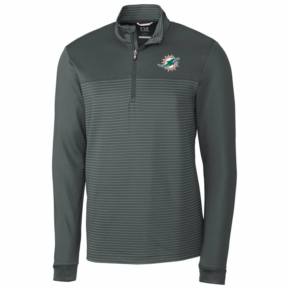 NFL Miami Dolphins Cutter & Buck Traverse Stripe Quarter-Zip Pullover Jacket