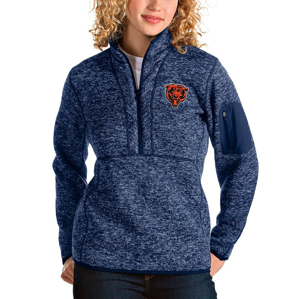 NFL Chicago Bears Antigua Women's Bear Head Fortune Half-Zip Pullover Jacket