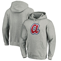 Atlanta Braves Cooperstown Collection Huntington Logo Fitted Pullover Hoodie - Heather Gray
