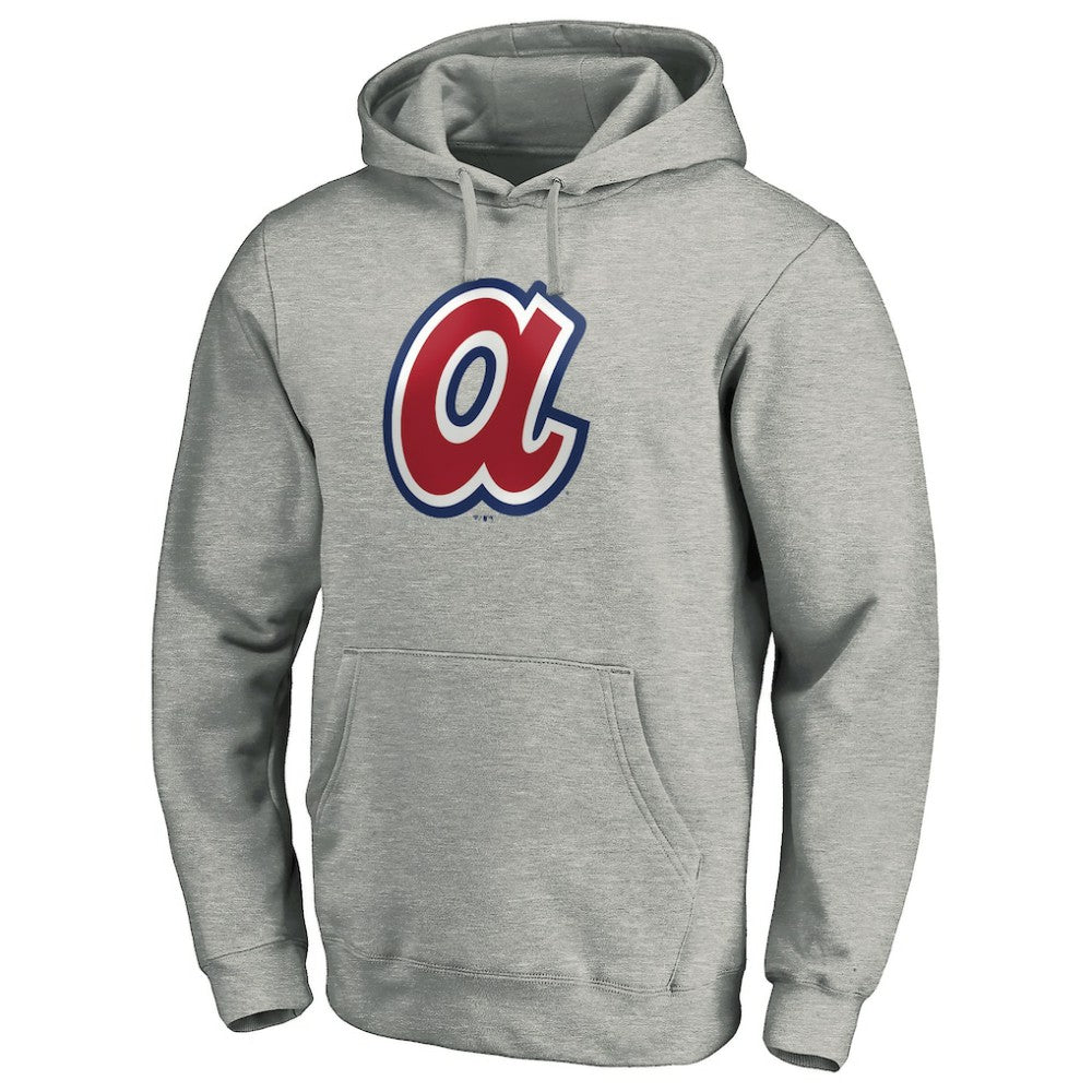 Atlanta Braves Cooperstown Collection Huntington Logo Fitted Pullover Hoodie - Heather Gray