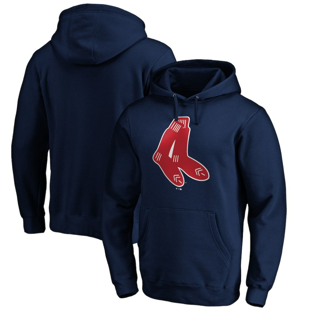 Boston Red Sox Cooperstown Collection Huntington Logo Fitted Pullover Hoodie - Navy