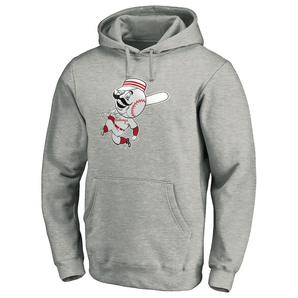 Cincinnati Reds Cooperstown Collection Huntington Logo Fitted Pullover Hoodie - Heather Gray