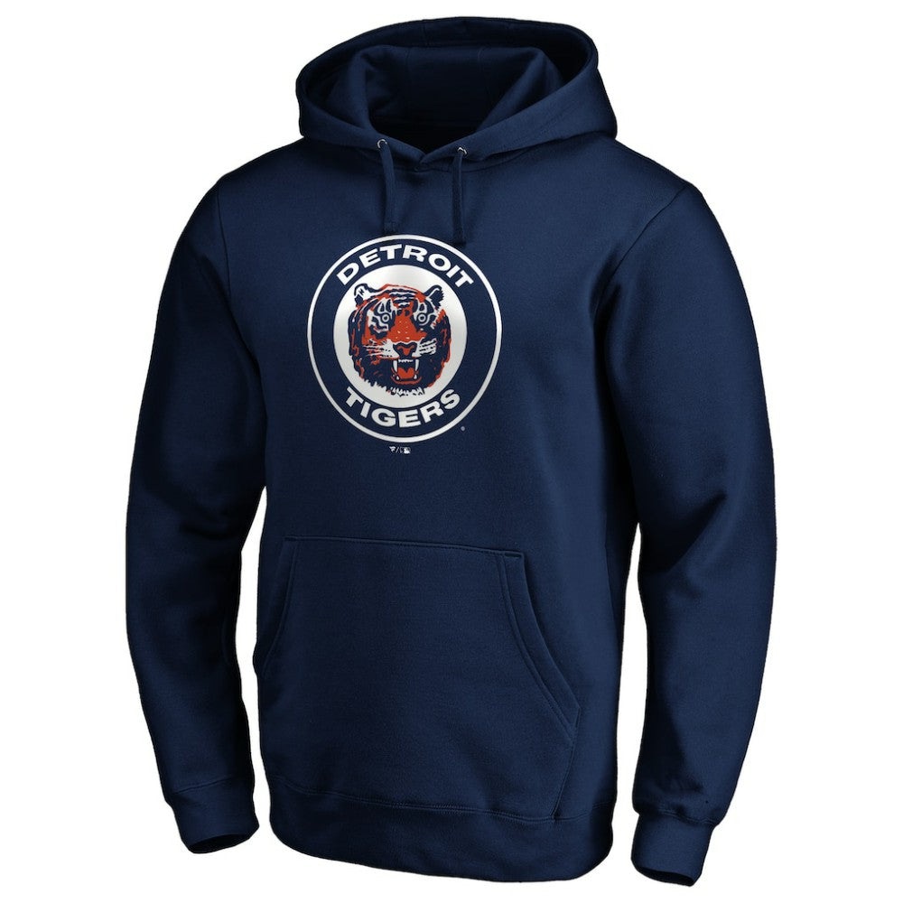 Detroit Tigers Cooperstown Collection Huntington Logo Fitted Pullover Hoodie - Navy