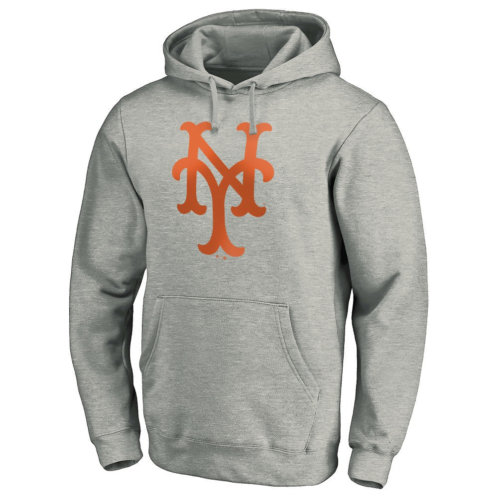 New York Mets Cooperstown Collection Huntington Logo Fitted Pullover Hoodie - Heather Gray