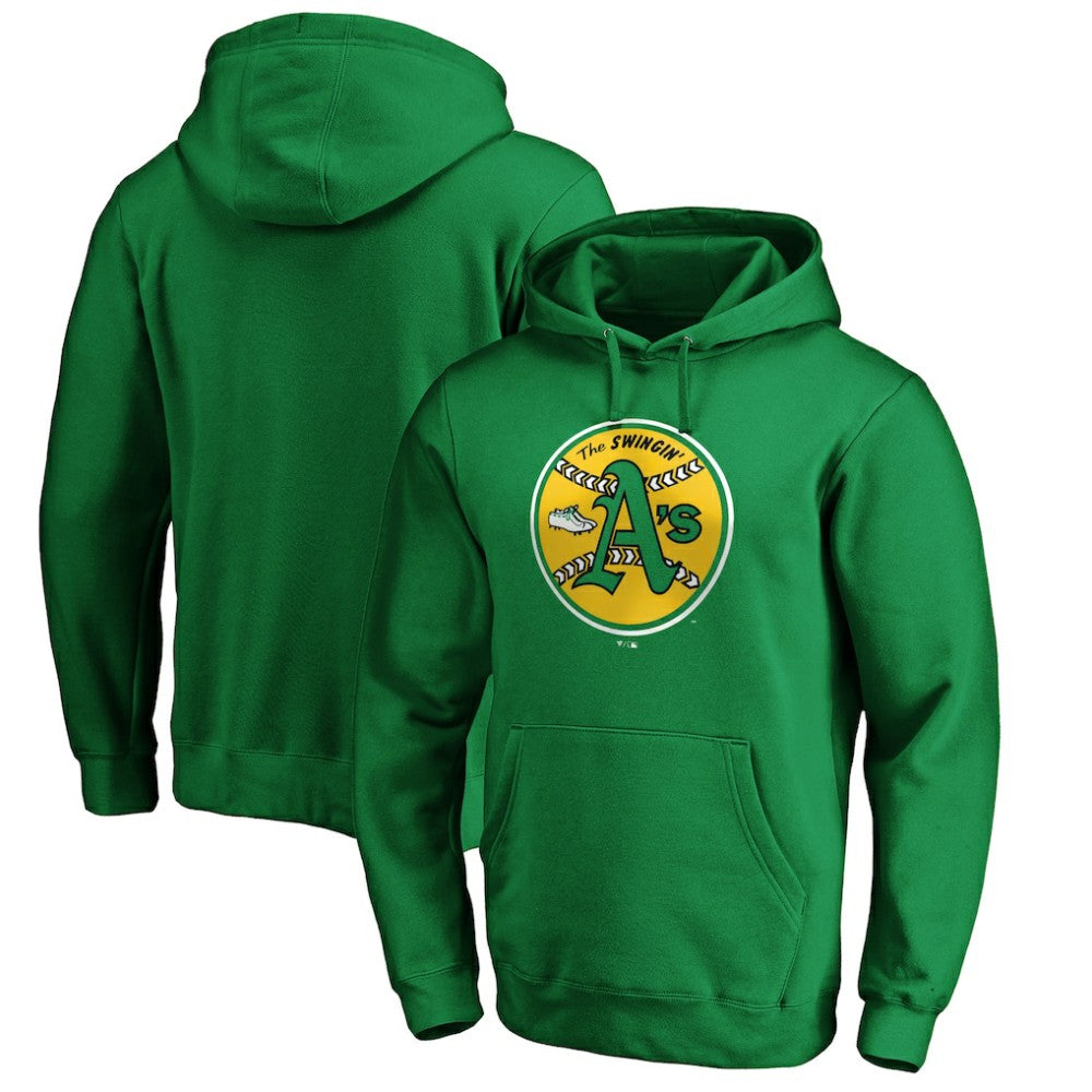 Oakland Athletics Cooperstown Collection Huntington Logo Fitted Pullover Hoodie - Kelly Green