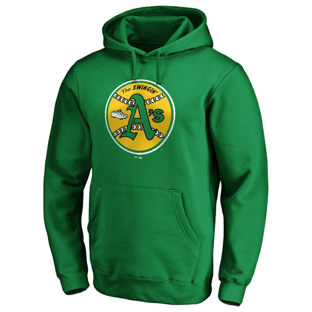Oakland Athletics Cooperstown Collection Huntington Logo Fitted Pullover Hoodie - Kelly Green