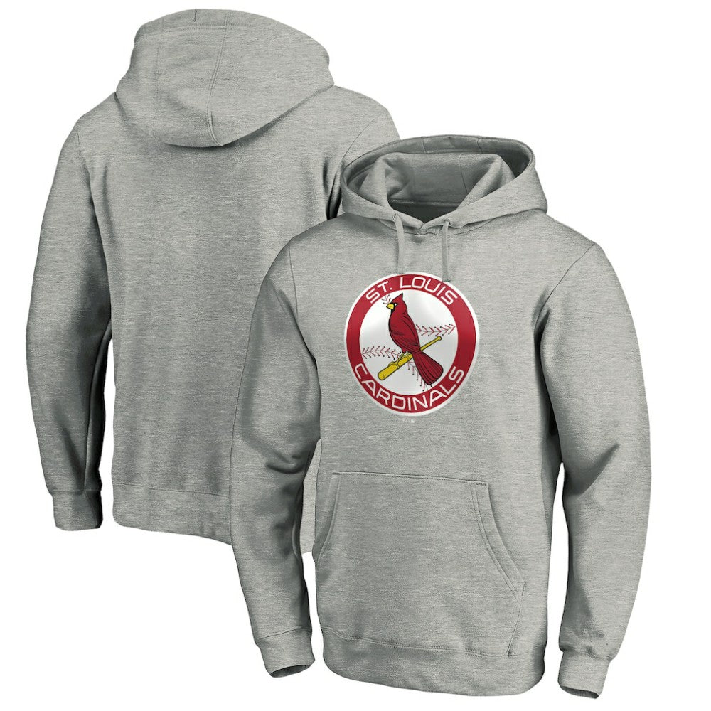 St. Louis Cardinals Cooperstown Collection Huntington Logo Fitted Pullover Hoodie - Heather Gray