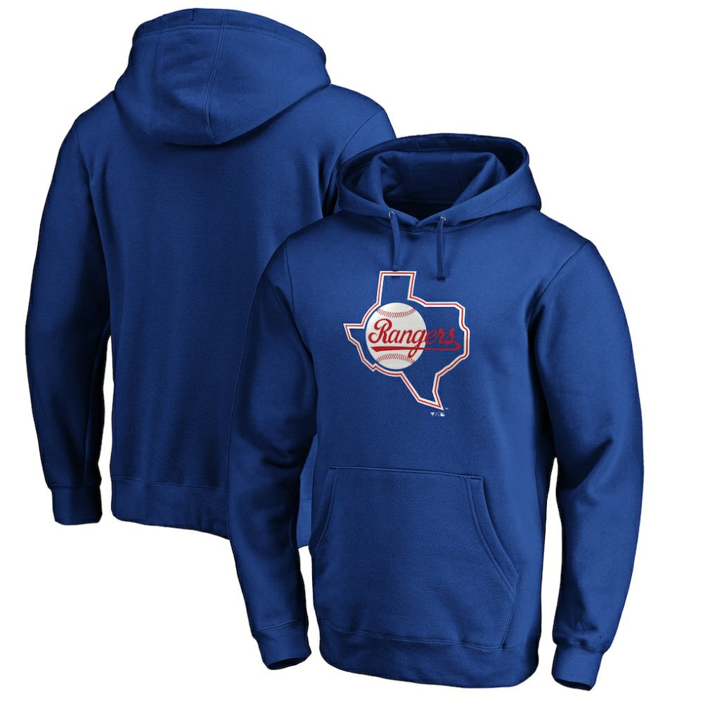 Texas Rangers Cooperstown Collection Huntington Logo Fitted Pullover Hoodie - Royal