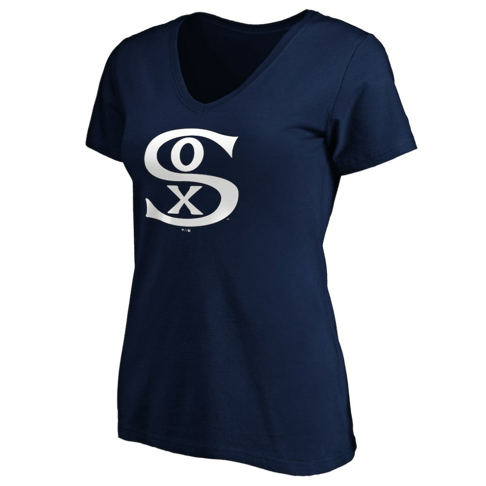 Chicago White Sox Women's Cooperstown Collection Huntington Logo V-Neck T-Shirt - Navy