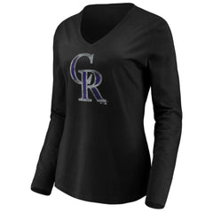 Colorado Rockies Women's Core Distressed Team Long Sleeve T-Shirt - Black