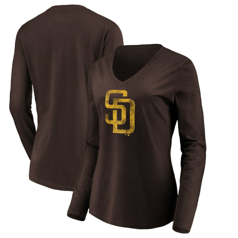 San Diego Padres Women's Core Distressed Team Long Sleeve T-Shirt - Brown