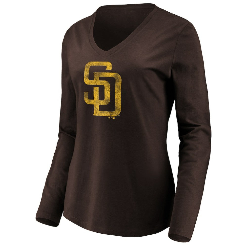 San Diego Padres Women's Core Distressed Team Long Sleeve T-Shirt - Brown