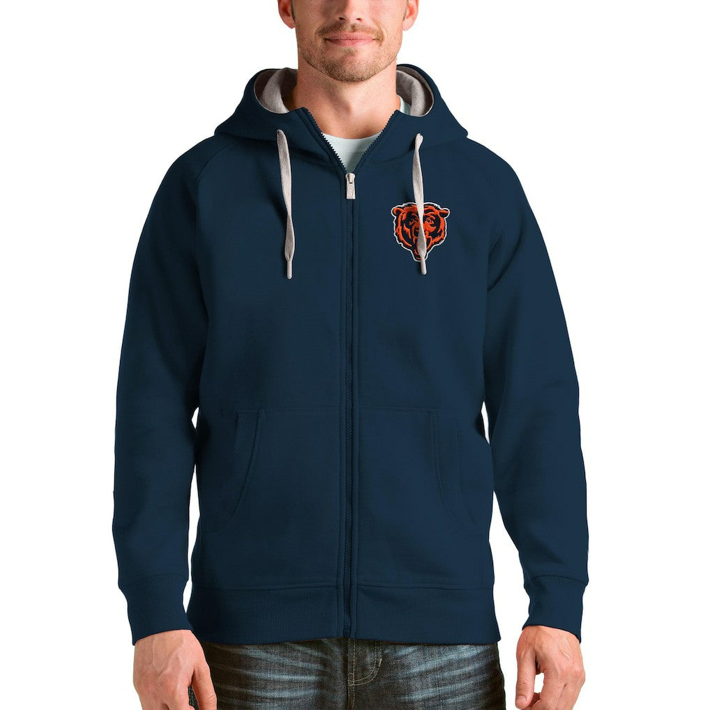 NFL Chicago Bears Antigua Bear Head Victory Full-Zip Hoodie