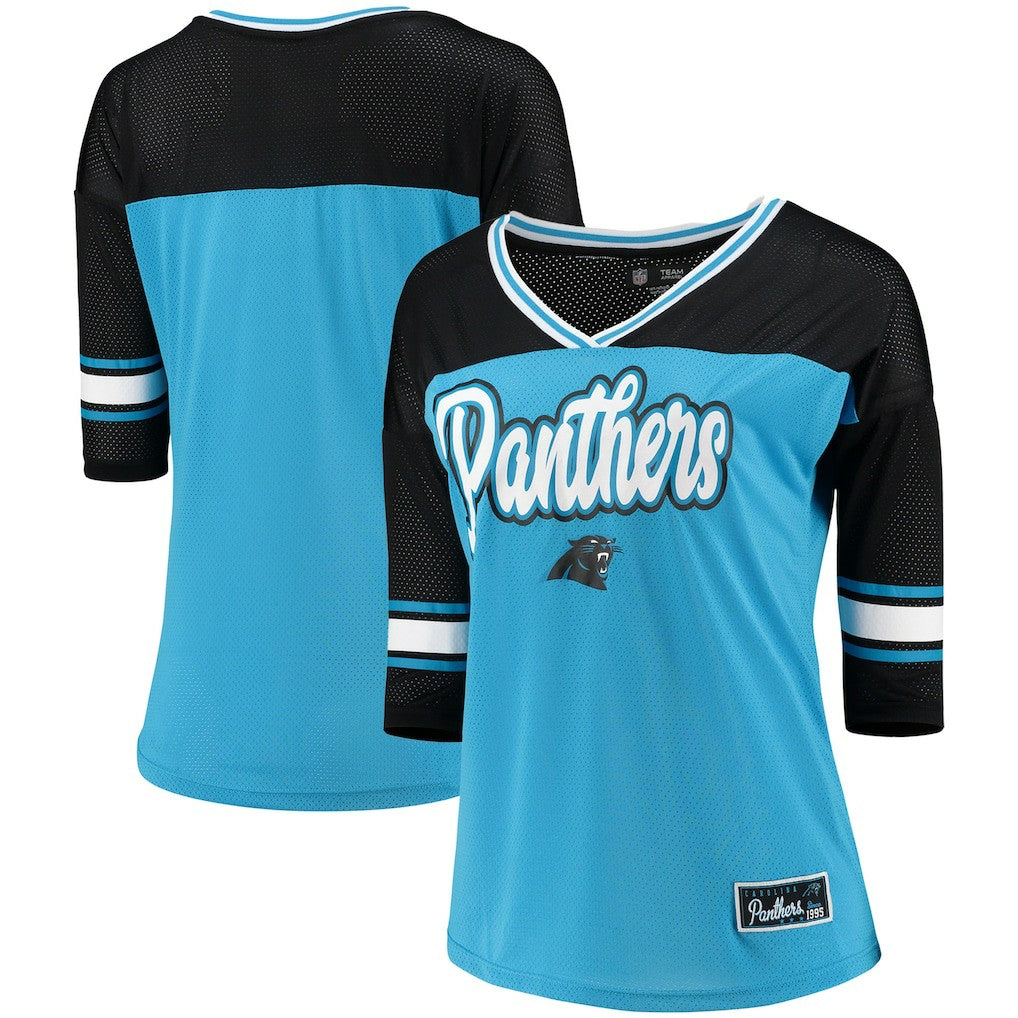 NFL Carolina Panthers 5th & Ocean by  Women's Mesh Long Sleeve T-Shirt