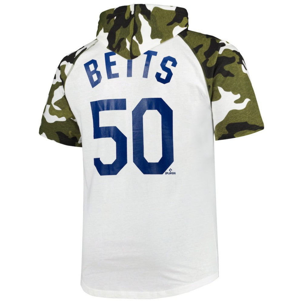 Mookie Betts Los Angeles Dodgers Player Big & Tall Raglan Hoodie T-Shirt - White/Camo