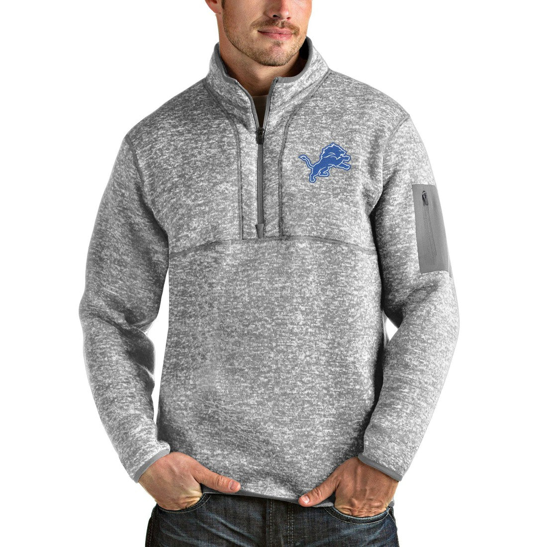 NFL Detroit Lions Antigua Team Logo Fortune Quarter-Zip Pullover Jacket