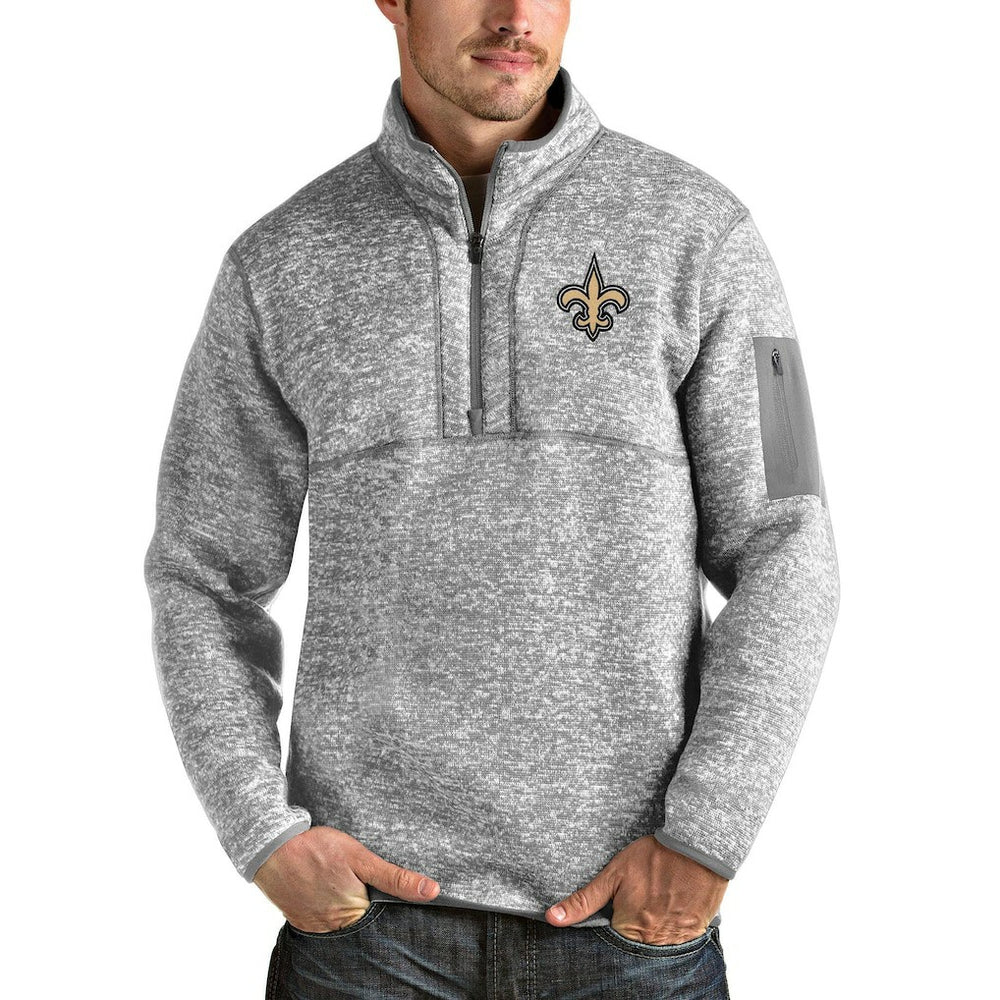 NFL New Orleans Saints Antigua Team Logo Fortune Quarter-Zip Pullover Jacket