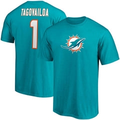 NFL Miami Dolphins Tua Tagovailoa  Player Icon Name & Number T-Shirt