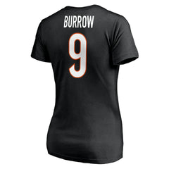 NFL Cincinnati Bengals Joe Burrow  Women's Player Icon Name & Number V-Neck T-Shirt