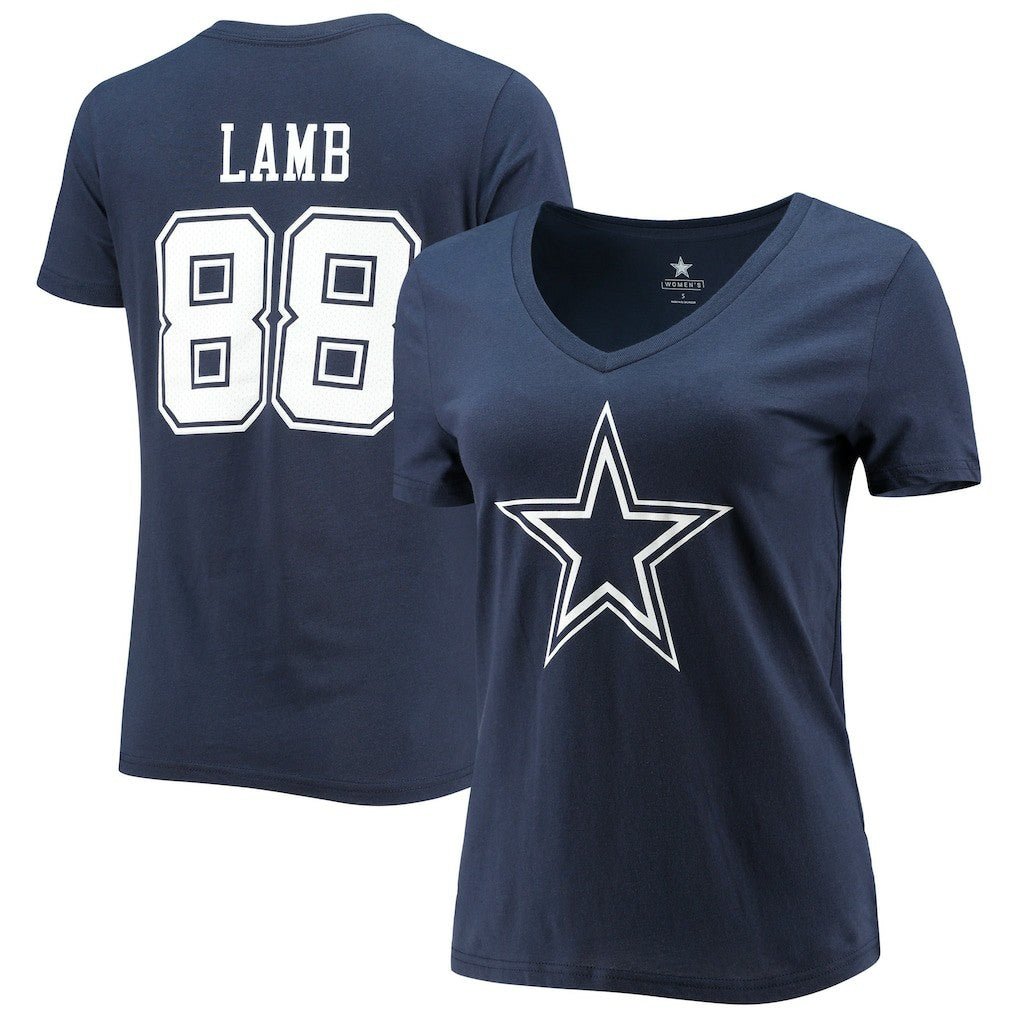NFL Dallas Cowboys CeeDee Lamb  Women's Player Icon Name & Number V-Neck T-Shirt
