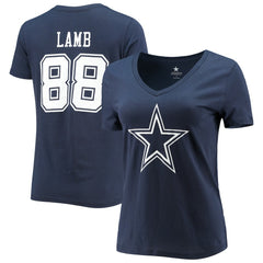 NFL Dallas Cowboys CeeDee Lamb  Women's Player Icon Name & Number V-Neck T-Shirt