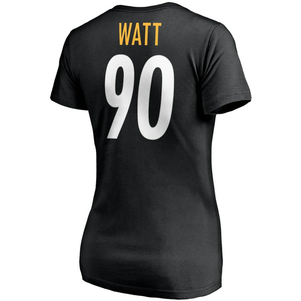 NFL Pittsburgh Steelers T.J. Watt  Women's Player Icon Name & Number V-Neck T-Shirt