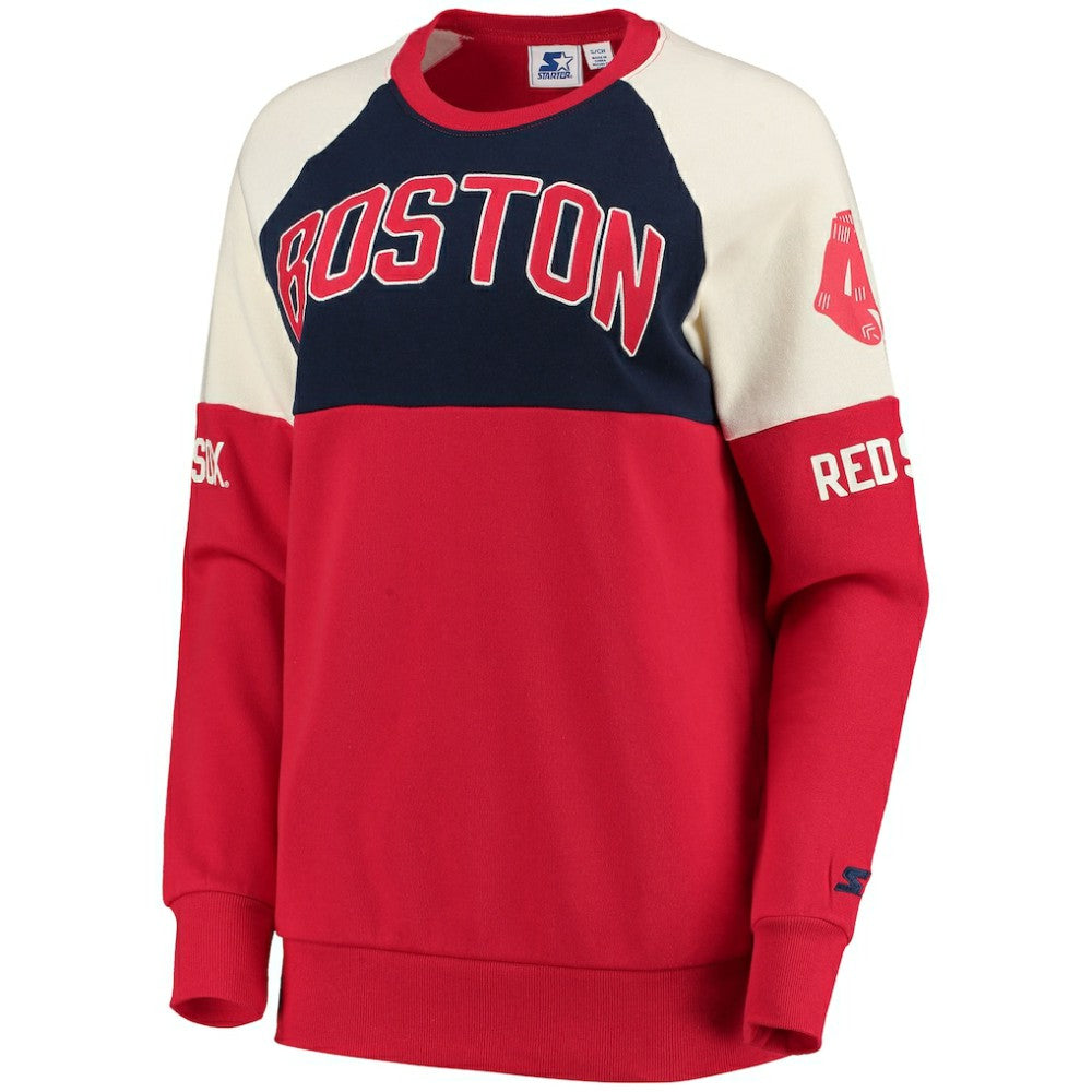 Boston Red Sox Starter Women's Baseline Raglan Pullover Sweatshirt - Red/Navy
