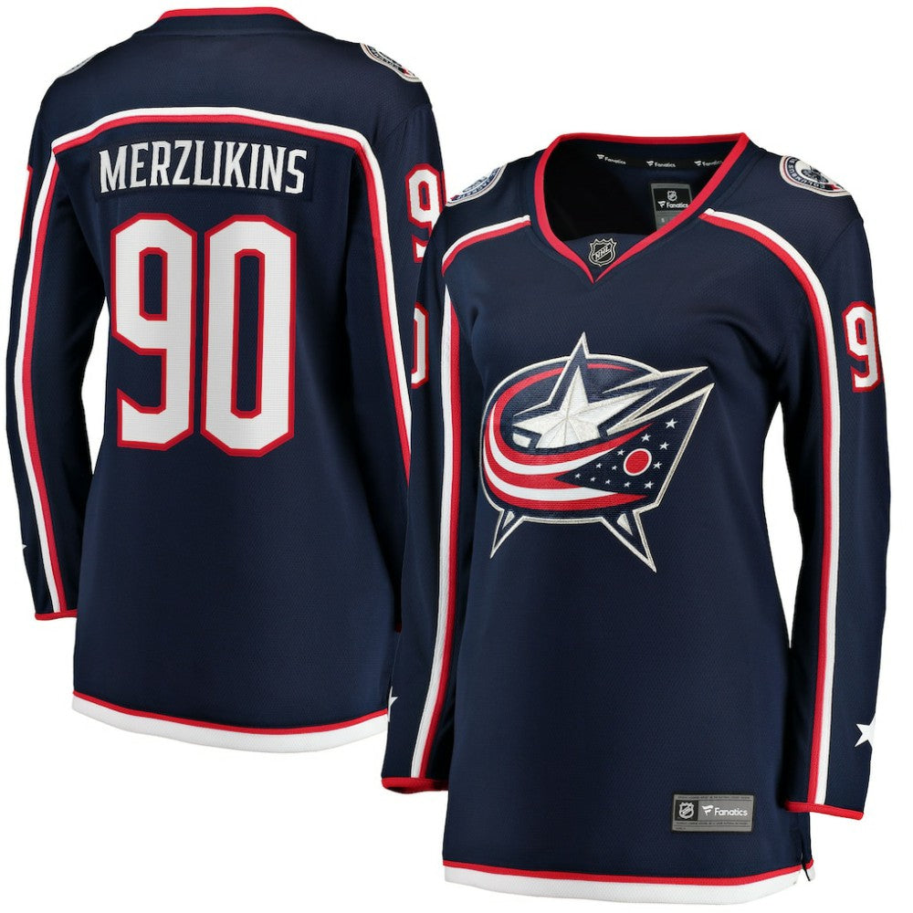 Elvis Merzlikins Columbus Blue Jackets Fanatics Women's Home Breakaway Jersey