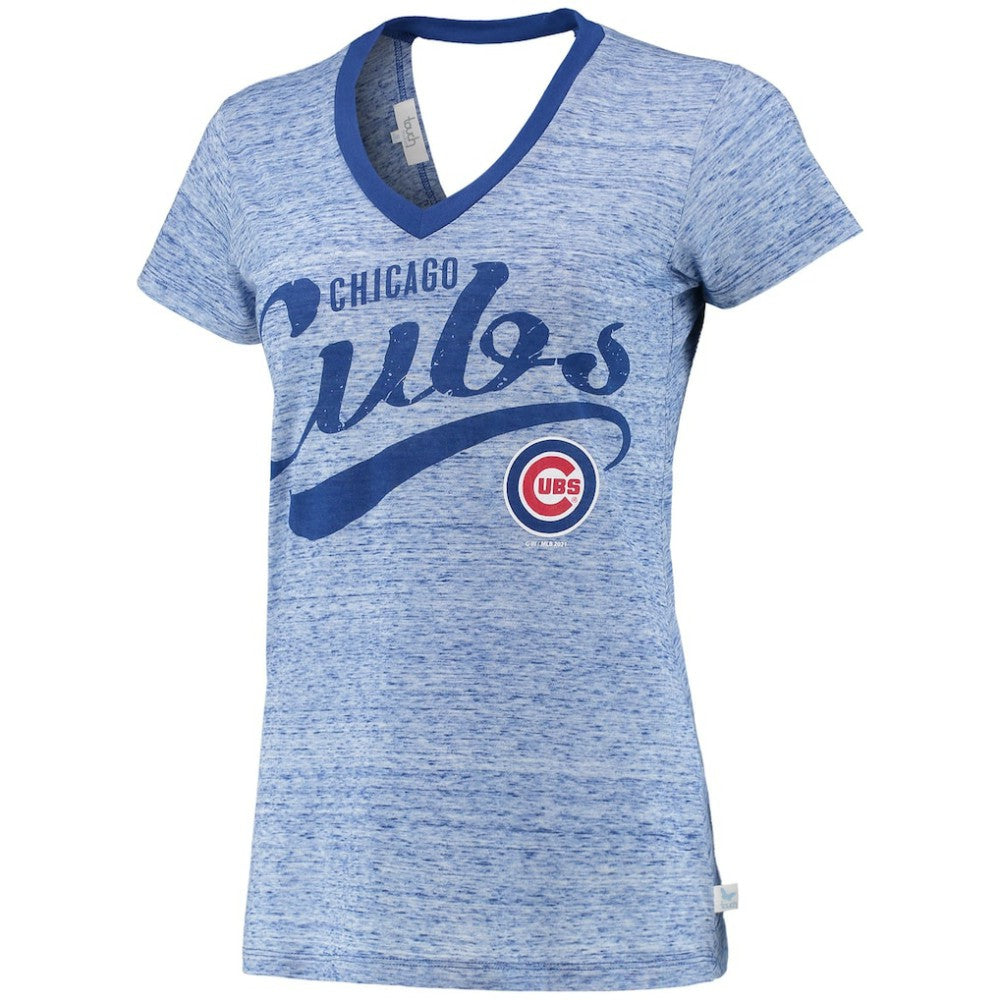 Chicago Cubs Touch Women's Hail Mary V-Neck Back Wrap T-Shirt - Royal
