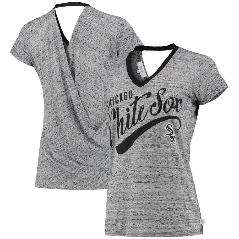 Chicago White Sox Touch Women's Hail Mary V-Neck Back Wrap T-Shirt - Black