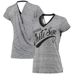 Chicago White Sox Touch Women's Hail Mary V-Neck Back Wrap T-Shirt - Black
