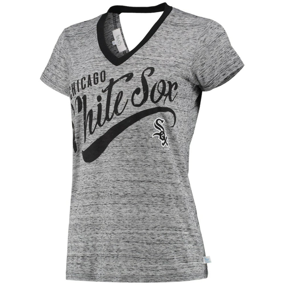 Chicago White Sox Touch Women's Hail Mary V-Neck Back Wrap T-Shirt - Black