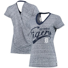 Detroit Tigers Touch Women's Hail Mary V-Neck Back Wrap T-Shirt - Navy