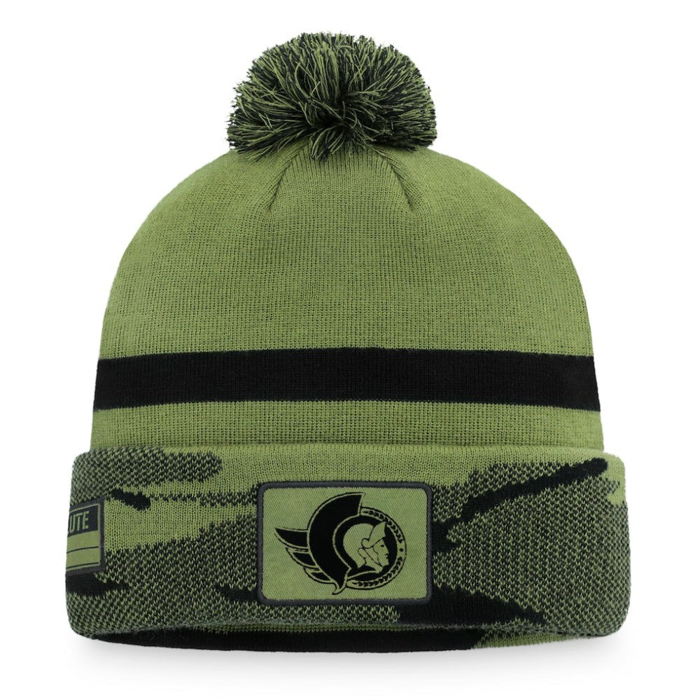 Ottawa Senators Fanatics Military Appreciation Cuffed Knit Hat with Pom