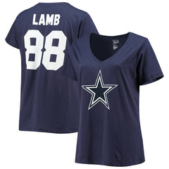 NFL Dallas Cowboys CeeDee Lamb  Women's Plus Size Name & Number V-Neck T-Shirt