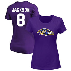 NFL Baltimore Ravens Lamar Jackson  Women's Plus Size Name & Number V-Neck T-Shirt