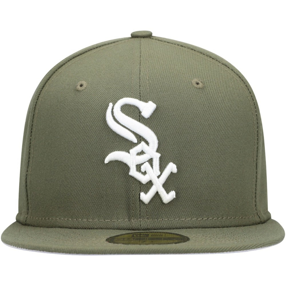 Chicago White Sox White Logo 59FIFTY Fitted Hat - Olive | New Era