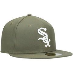 Chicago White Sox White Logo 59FIFTY Fitted Hat - Olive | New Era