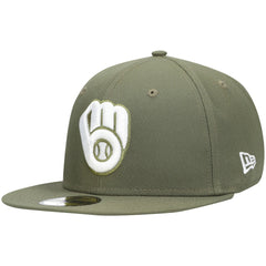 Milwaukee Brewers White Logo 59FIFTY Fitted Hat - Olive | New Era