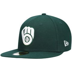 Milwaukee Brewers White Logo 59FIFTY Fitted Hat - Green | New Era