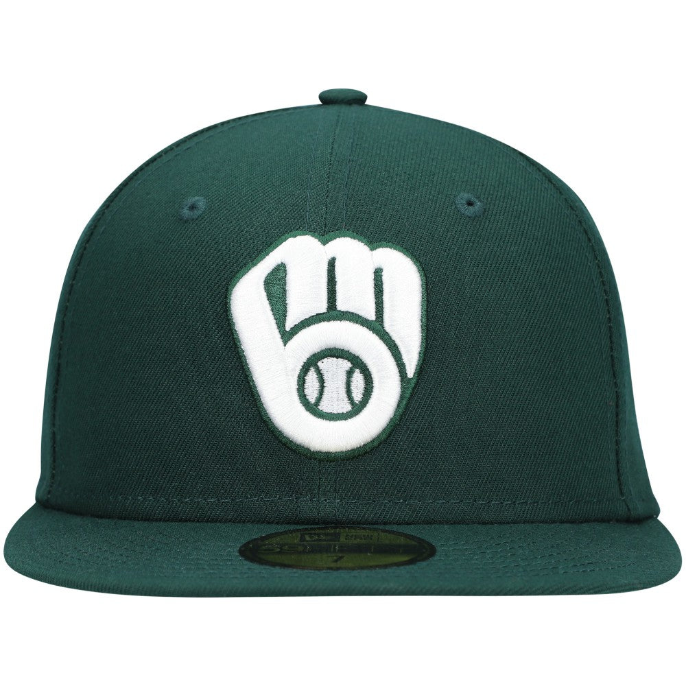 Milwaukee Brewers White Logo 59FIFTY Fitted Hat - Green | New Era