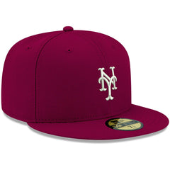 New York Mets White Logo 59FIFTY Fitted Hat - Cardinal | New Era