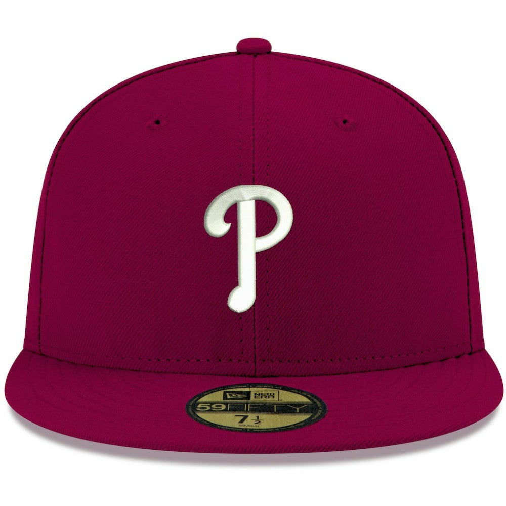 Philadelphia Phillies White Logo 59FIFTY Fitted Hat - Cardinal | New Era