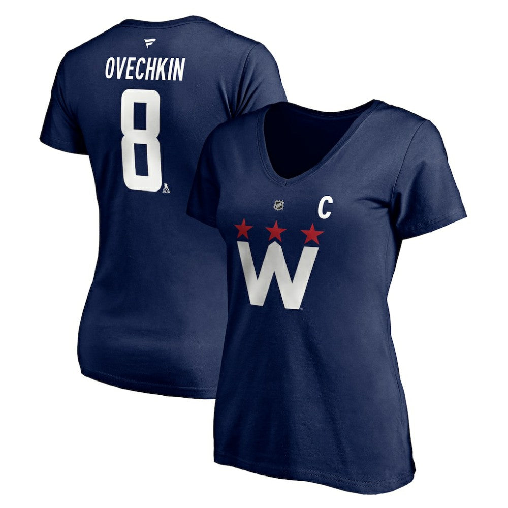Alexander Ovechkin Washington Capitals Fanatics Women's Authentic Stack Name & Number V-Neck T-Shirt