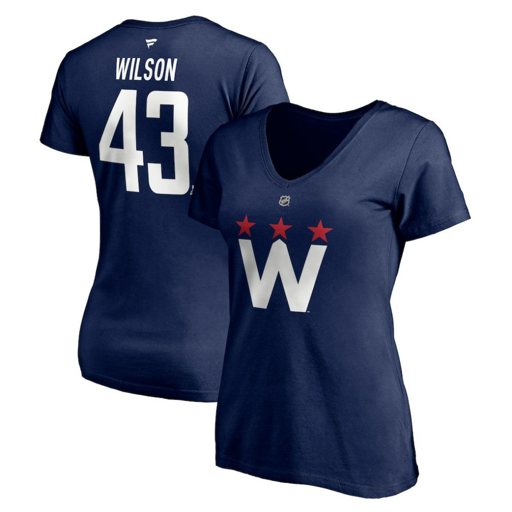 Tom Wilson Washington Capitals Fanatics Women's Authentic Stack Name & Number V-Neck T-Shirt