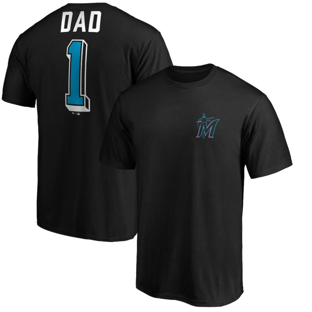 Miami Marlins Number One Dad T-Shirt - Black