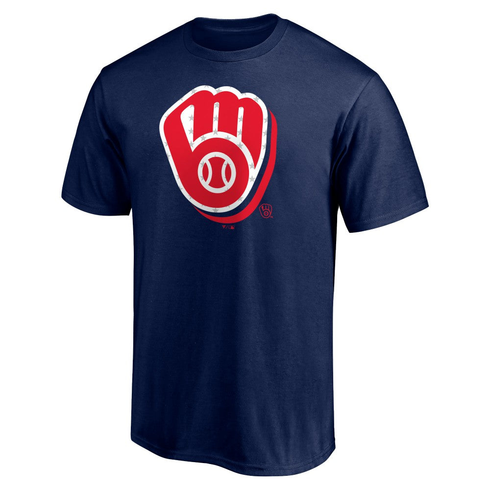 Milwaukee Brewers Red White and Team T-Shirt - Navy