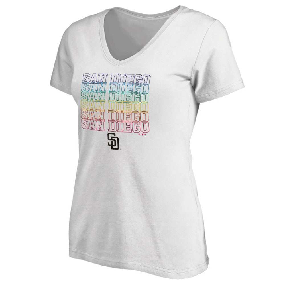 San Diego Padres Women's City Pride V-Neck T-Shirt - White