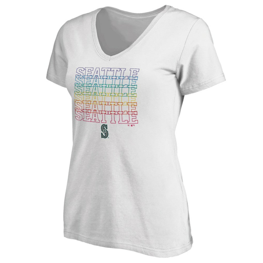Seattle Mariners Women's City Pride V-Neck T-Shirt - White